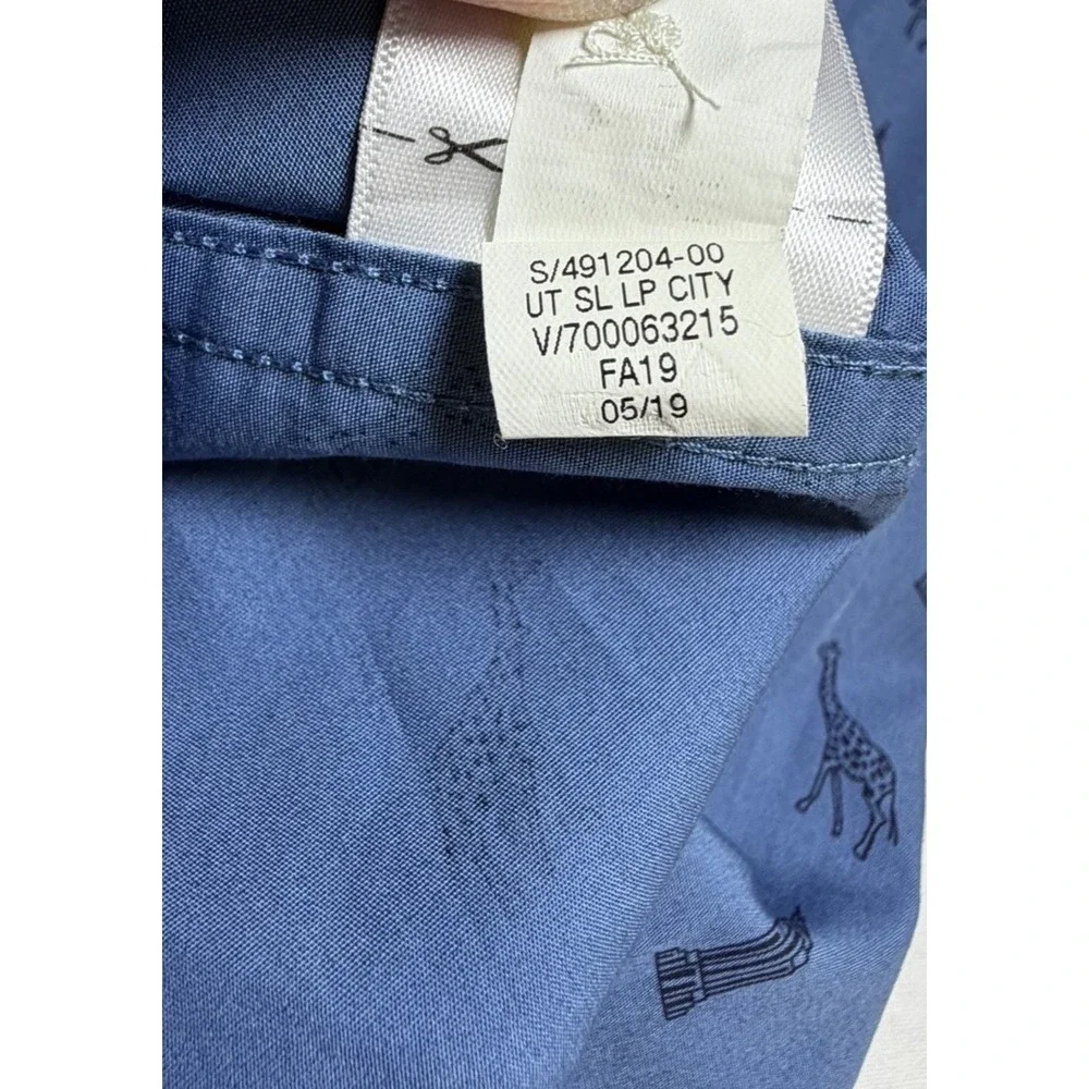 Banana Republic Shirt Mens L Blue Giraffe Empire State Building Slim Fit EUC
